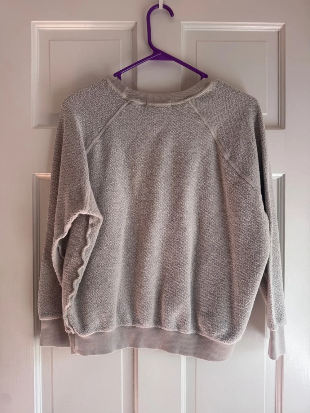 Perfect White Tee Cozy Terry Sweatshirt Beige Crewneck Pullover Size S - Picture 6 of 6